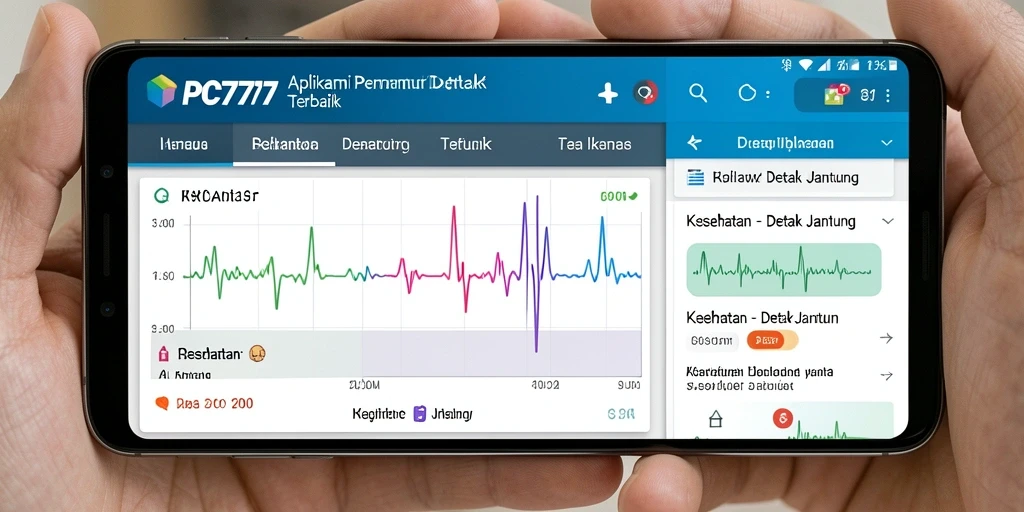 Tampilan antarmuka aplikasi Detak Jantung PC777 yang user-friendly.