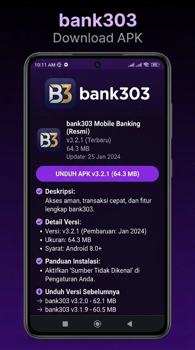 Tampilan halaman APK bank303