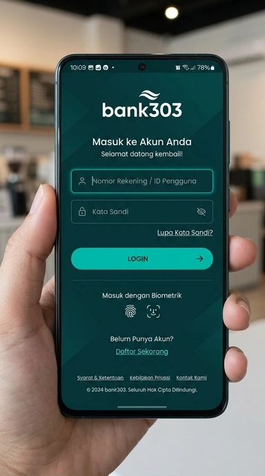 Tampilan halaman login bank303