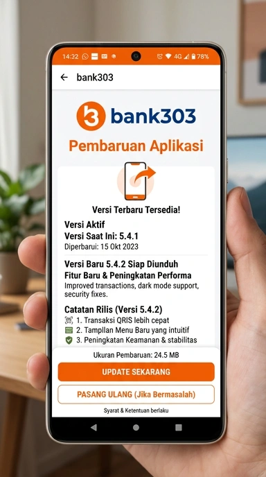 Tampilan riwayat versi bank303
